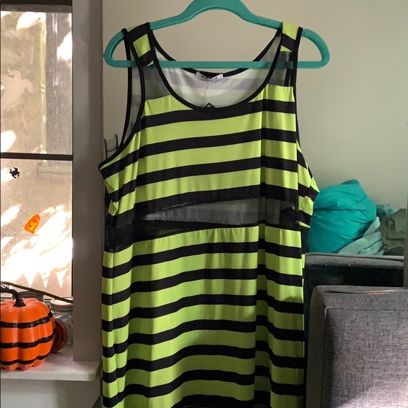 Reb dolls neon green striped dress - Picture 1 of 4